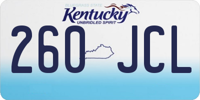 KY license plate 260JCL