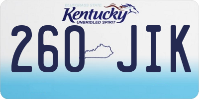 KY license plate 260JIK