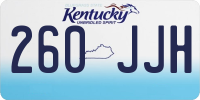 KY license plate 260JJH