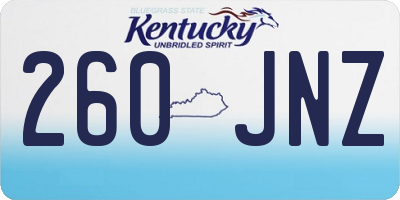KY license plate 260JNZ
