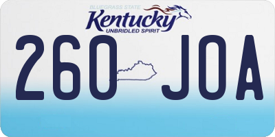 KY license plate 260JOA