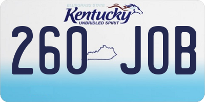 KY license plate 260JOB
