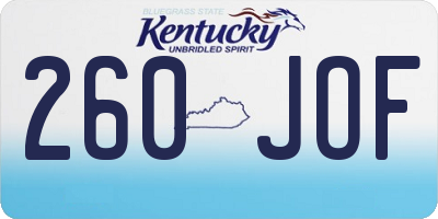 KY license plate 260JOF