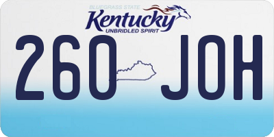 KY license plate 260JOH