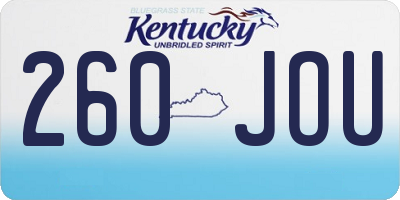 KY license plate 260JOU