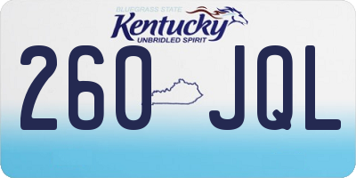 KY license plate 260JQL
