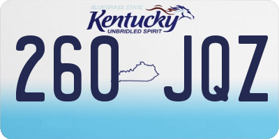 KY license plate 260JQZ