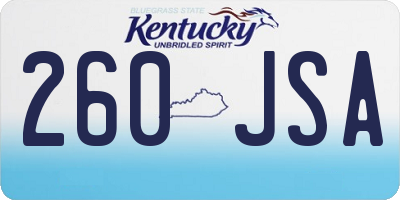 KY license plate 260JSA