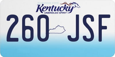 KY license plate 260JSF