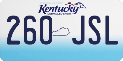 KY license plate 260JSL