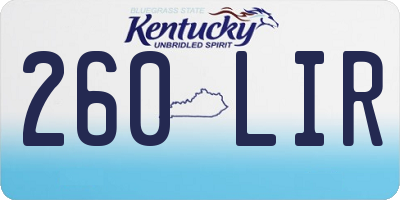 KY license plate 260LIR