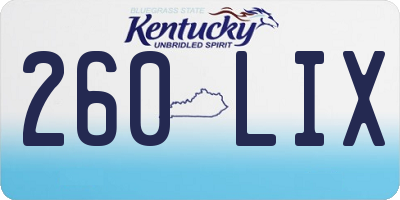 KY license plate 260LIX