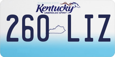 KY license plate 260LIZ