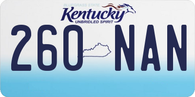 KY license plate 260NAN