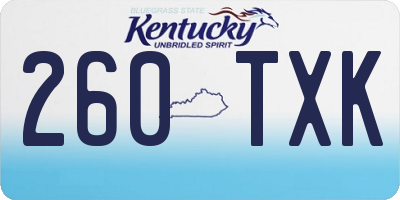 KY license plate 260TXK