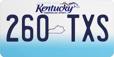 KY license plate 260TXS