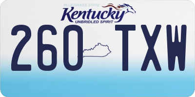 KY license plate 260TXW