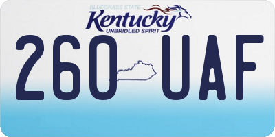KY license plate 260UAF