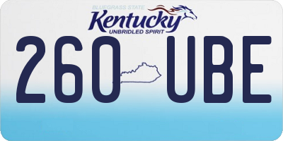 KY license plate 260UBE