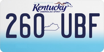 KY license plate 260UBF