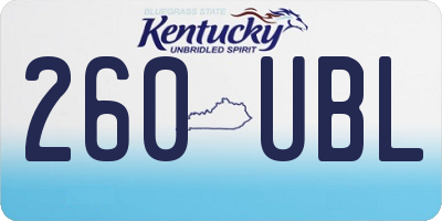 KY license plate 260UBL