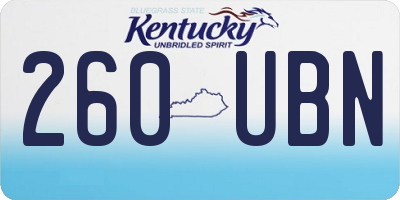 KY license plate 260UBN