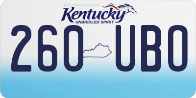 KY license plate 260UBO