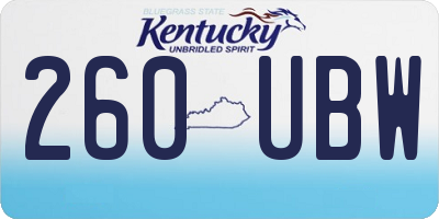 KY license plate 260UBW
