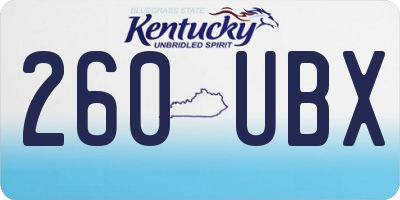 KY license plate 260UBX