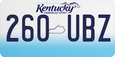 KY license plate 260UBZ
