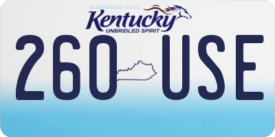 KY license plate 260USE