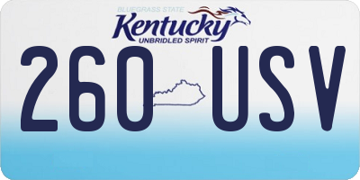 KY license plate 260USV