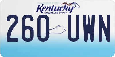 KY license plate 260UWN