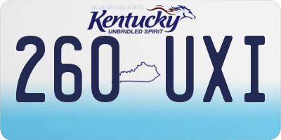 KY license plate 260UXI