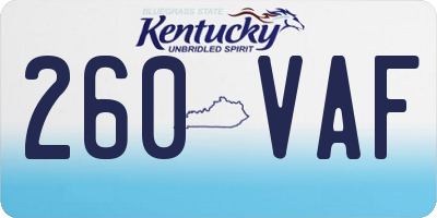 KY license plate 260VAF