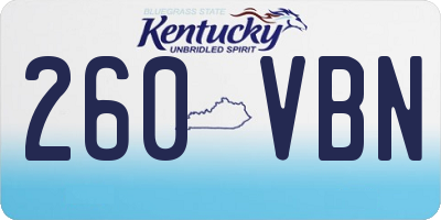 KY license plate 260VBN