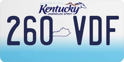KY license plate 260VDF