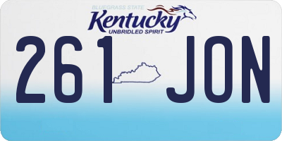 KY license plate 261JON