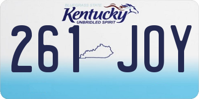KY license plate 261JOY