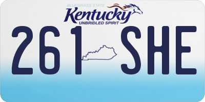 KY license plate 261SHE