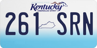 KY license plate 261SRN