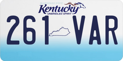 KY license plate 261VAR