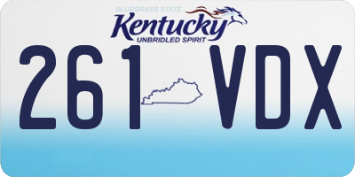 KY license plate 261VDX