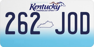 KY license plate 262JOD