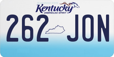 KY license plate 262JON