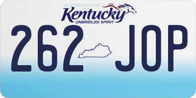 KY license plate 262JOP