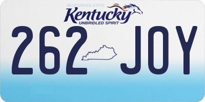 KY license plate 262JOY