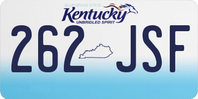 KY license plate 262JSF