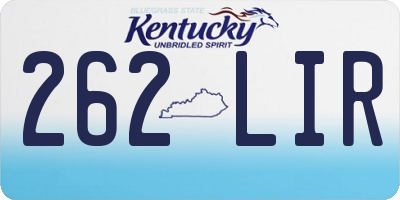 KY license plate 262LIR