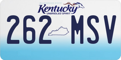 KY license plate 262MSV